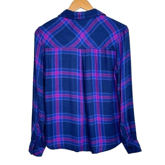 Rails Womens Taitum Plaid Button Up Long Sleeve Shirt Size XS Blue Ultra Violet - Picture 2 of 7